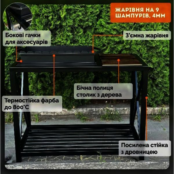 Мангал 4СХ у стилі Лофт на дровнику (4 мм) 982 фото